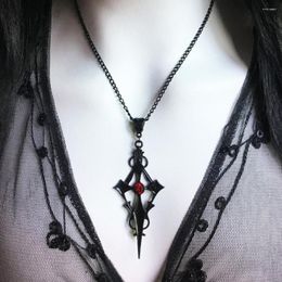 Pendant Necklaces Vintage Black Pointed Cross Dagger Vampire Alternative Gothic Jewelry Accessories Personality Ladies Necklace