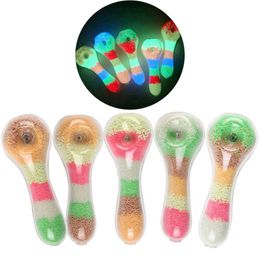 Latest Colourful Sandstone Glow In Dark Style Pipes Portable Thick Glass Dry Herb Tobacco Spoon Bowl Philtre Oil Rigs Handpipes Hand Bong Smoking Cigarette Holder Tube