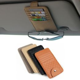 New Car Leather Sunshade Glasses Frame Ticket Organizer Wallet Credit Card Holder Car Interior Accessories