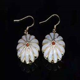 Classic Cloisonne Enamel Daisy Charms Earrings Wholesale Women Ethnic Jewellery Accessories Traditional Handcraft Ear Dangle 10 pairs/lot