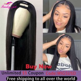 Synthetic Wigs Fg Straight u Part 150% Density Natural Brazilian Human Hair Long Wigs Non Lace for Black Women 8-28inch 230227