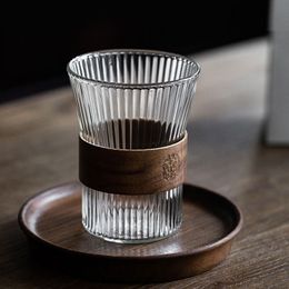 Mugs Glass Coffee Wood Handle Espresso Cup es Whiskey Kawaii Coffeeware Beautiful Tea Beer Cute 230320
