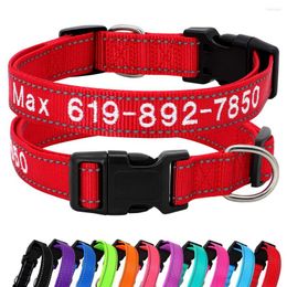 Dog Collars Reflective Nylon Collar Personalized Embroidered ID Name Accessories Engraved Pet Puppy Nameplate Perro