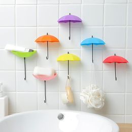 Hooks 3Pcs Mini Lovely Umbrella Shape Strong Suction Hook Wall Mount Key Holder Unmarkable Adhesive Hanger