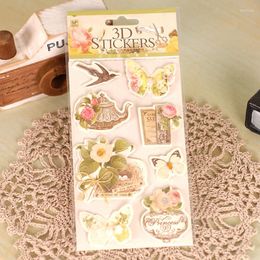 Gift Wrap 12patterns 3D Scrapbooking High Quality Paper Stickers Flowers Birds Butterfly DIY Diary Craft Household Supplies Stationery