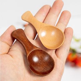 Small Wooden Salt Spoons Solid Wood Condiments Spoon Handmade Honey Teaspoon Seasoning Sugar Coffee Tea Jam dh57