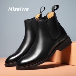 Sandals Misalwa Spring/ Winter Elegant Chelsea Boots Leather Men Couple Size 35 47 Slip-on Dress Formal Boots Model Fashion Sh