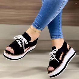 Sandali 2023 Piattaforma sportiva da donna Scarpe estive per donna Appartamenti Open Toe Allacciatura Scarpa casual Sneakers da donna con fondo spesso