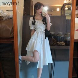 Casual Dresses Black Dress Women's Summer Irregular Puff Sleeve Dress White Dress Women Gothic Harajuku Dress Womens Formal Dresses 230321