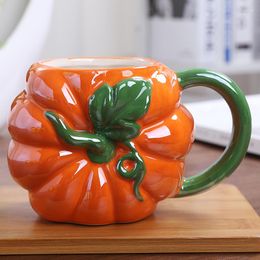 Mugs European And American Pumpkin Office Cup Creativity Cute Favorite Fruit Shape Ceramic Mug Orange