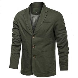 Men's Suits Blazers Spring Autumn Blazer Jacket Men Cotton Washed Suit Coat Casual Slim Fit Luxury Business Blazer Military Army Bomber Jacket M-5XL 230322