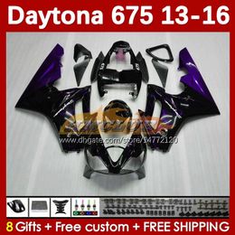 Motorcycle Fairings For Daytona 675 675R 2013-2016 Bodywork 166No.66 Daytona675 13 14 15 16 Body Daytona 675 R 2013 2014 2015 2016 OEM MOTO Fairing Kit purple flames