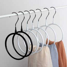 Storage Rack Hooks Metal Silk Scarf Hanger Round Ring Organizer Toroidal Circle Garment Belt Tie Towel Clothes Shelf Holder
