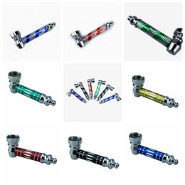 More Colourful Zinc Alloy Hand Mini Pipes Portable Removable Dry Herb Tobacco Philtre Silver Screen Spoon Bowl Innovative Handpipes Smoking Cigarette Holder