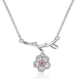 Pendant Necklaces Romantic Cherry Blossom Flower Pendants For Women High Quality Fashion Statement Jewellery