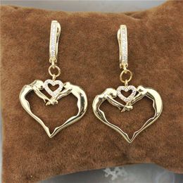 Dangle Earrings & Chandelier 10pair/lot Fashion Cz Earring Heart Shape Cubic Zircon Component Design Love Theme WholesaleDangle