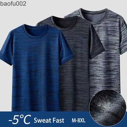 Men's T-Shirts Men's Running T Shirts Quick Drying Sport T-Shirts Short Sleeve Large Size Breathable Clothes Loose Summer Ice Silk W0322