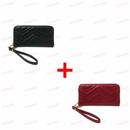 Fashion 2 PCS Wallets Clutch Bag Long Wallet PU Leather Single Zipper Hand-Held Purse Classic Corn Clip Luxury Designer Passport Holders