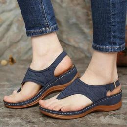 Sandals Women 2023 Heels Platform Wedges Shoes For Summer Sandalias Mujer Casual Flip Flops A026 Open PU