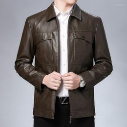 Men's Jackets Spring Autumn Thin Business Lapel Leather Jacket 2023 Classic Design PU Brand Clothing