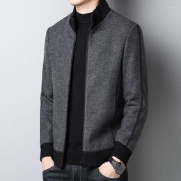 Men's Wool 2023 Autumn Winter Fashion Men Slim Fit Long Sleeve Blends Coat Jacket Thick Warm Mens Casual Woollen Overcoats B396