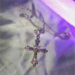 Pendant Necklaces Daily Jewelry Make You Fashionable Personality Colorful Crystal Cross Pendant Necklace Female Z0321