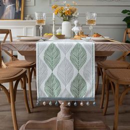 Table Runner Table Runner Green Leaves Jacquard Table Decoration Home Party Marriage Supplies Wedding Decoration Table Runner Tablecloth 230322