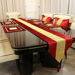 Table Runner Table Runner Placemats Set luxurious Faux Flannel Gold Rhinestones 1pcsTable Runners4pcs Table Mat for Home Party Decor 230322