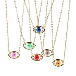 Chains 10Pcs Turkish Eye Crystal Glass Pendant Necklace Handmade Gold Plated Chain For WomenChains