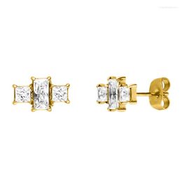 Stud Earrings High Quality Subtle Stainless Steel Zirconia Crystal Pretty For Woman Christams Day Gift