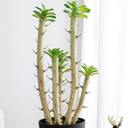 Decorative Flowers 1pc Artificial Barbed Cactus Decoration Tropical Rain Forest Plants Fake Plastic Plant Leaves