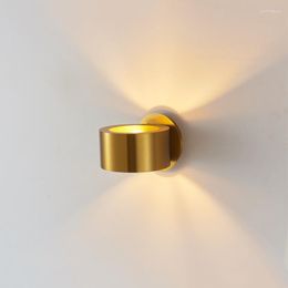 Wall Lamps Modern Bedside Sconce Lights Fixture Luminaire Gold Metal Round Bed Room Decoration Lighting Hallway Aisel Led Small