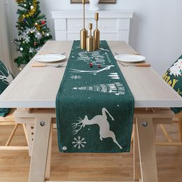 Table Runner Year Christmas Luxury Table Runner Cotton and Linen Tablecloth Home Decoration Coffee Table Cover Bed Flag End Towel 230322