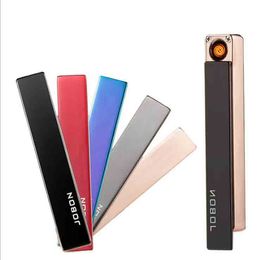 Usb Charging Windproof Metal Lighters Rechangeable Smoking cigarette Cigar Lighter Accessories Tools 5 Colours