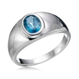 Cluster Rings GESIDE London Blue Topaz Rhodium Over Sterling Silver Ring