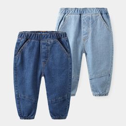 Jeans Autumn Fashion Kids Jeans Boys Children Clothing Blue Long Pants Outwear Elastic Waist Casual Trousers Slim Bottoms for 2-6Y 230322