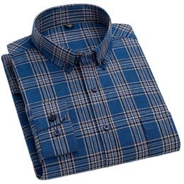 Men's Casual Shirts High Quality 100% Cotton Plus Size 7xL 6xL 5xL Man Long Sleeve Shirt Fashion Plaid Casual Striped Dress Business Work Men Shirts 230322