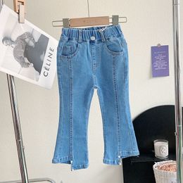 Jeans Girls Beaded Jeans Spring Autumn Denim Pants Baby Kids Long Pant Trousers Children Clothes 230322