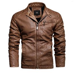 Men's Jackets 2023 European And American Autumn Winter Men's Motorcycle Plush Leather Jacket Handsome Casual Youth