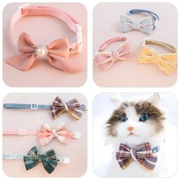 Dog Collars Pet Collar Cat With Bell Cute Flower Bow Preppy Style Adjustable Supplies Accessories