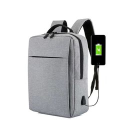 USB Charging Large Capacity Multifunctional Waterproof Backpack for Laptop or Leisure Travel Business Grey Black