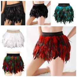 Skirts Harajuku Feather Body Suspender Garter Mini Sexy Lingerie Gothic Harness Garters Belt Kawaii Women Short Skirt 230322