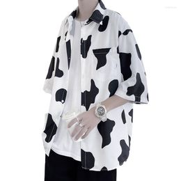 Women's Blouses Cow Printed Women Summer Short Sleeve Female Shirt Tops Harajuku Casual Ladies Girls Blouse Button Up Woman Top