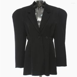 Women's Suits Cape Blazer Women Elegant Shoulder Padded Spring Autumn Waist Adjustable Blazers Jacket