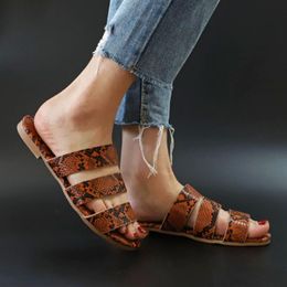 Slippers 2023 Leopard Women Slipper Summer Open Toe Platform Slide Ladies Fashion Hollow Light Slip On Wedge Sandals Shoes