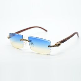 Blue Bouquet diamond eyewear frames 3524031 sunglasses with tiger wood legs and 57mm cut lens