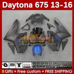 MOTO Fairings For Daytona 675 675R 2013-2016 Bodywork Daytona675 blue flat blk Bodys 166No.53 Daytona 675 R 13 14 15 16 2013 2014 2015 2016 OEM Motorcycle Fairing Kit