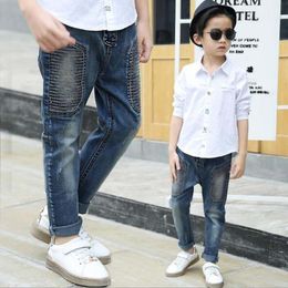 Jeans Boys Spring and Autumn Jeans Children's Baby Korean Casual Stripes Letter Pants Korean Children's clothing 230322