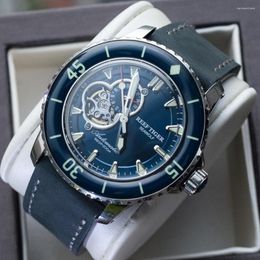 Wristwatches Reef Tiger/RT Dive Sport Watches Men 200m Waterproof Watch Blue Leather Strap Super Luminous RGA3039