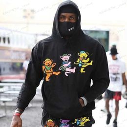 Men's Hoodies Sweatshirts Hip-hop Zhan Huangtong's three little bears printed plush hooded sweater FOG T230322